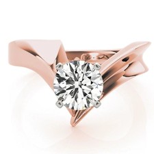 1.80 Ct Round Cut VVS1 Diamond Lab-Created Wedding Ring 14K Rose Gold Finish