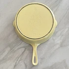 New ListingVintage Enameled Cast Iron Griswold Yellow & Cream #8 Skillet Pan Erie PA