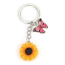 Sunflower Keychain for Women Sunflower Keycharms Gifts for Mom Butterfly Keyr...