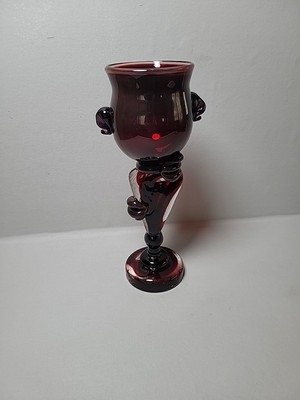 Vintage hand -blown art glass goblet or vase Krosno of Poland? 11.5''H