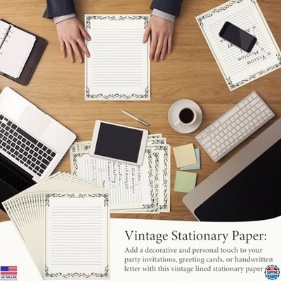 200 Sheets Lined Vintage Writing Paper 8.5x11 Inch Antique Retro