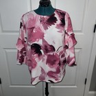 Alfani Ruffled Sleeve, Beautiful, Pink Floral Blouse, Size Medium