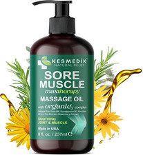Sore Muscle Massage Oil for Massage Therapy with Arnica, Eucalyptus Tea Tree O