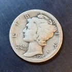 1916-D Mercury Dime US Silver Coin Circulated Denver Business Strike Uncertified
