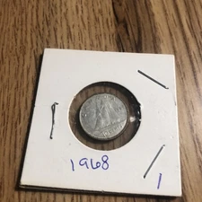 1 Silver Canadian Circulated Dime 1968 1