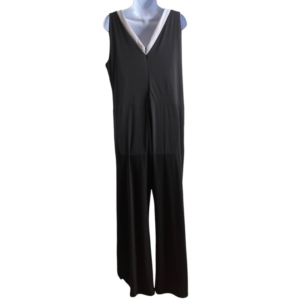 Lauren Ralph Lauren Black Wide Leg Jumpsuit Size 1X Flowy Boho Retro Vibes - Image 2 of 4