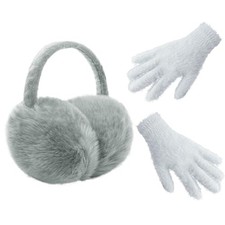 FSTEOE Winter Ear Muffs Women Warm Earmuff Girls Ear Warmers Soft A-grey Set
