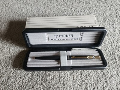 Vintage Parker Classic Ballpoint Pen Matte Black  with Gold Trim/ NIB NOS