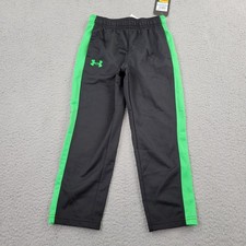 Under Armour Track Pants Boys 5 Black Performance Logo Graphic Pocket Activewear
