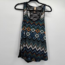 Umgee USA Tank Top Womens Medium Black Sheer Lace Racerback Made in USA