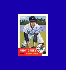 Andy Carey 1991 Topps Archives 1953 Topps #188 - Yankees - Signed AUTO