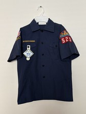 Boy Scouts of America Shirt Youth Medium Blue Embroidered Patches Cotton Blend