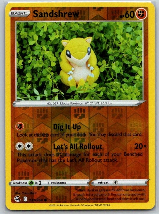 Sandshrew 131/264 Common Fusion Strike Pokemon Reverse Holo Near Mint