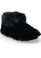 LAUREN CONRAD BLACK SOFT FAUX FUR INSIDE THE BOOTIE SLIPPERS SIZE M 7-8 
