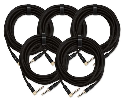 5x SET DE CABLE INSTRUMENTS GUITARE AMPLIFICATEUR CONNECTEUR JACK 6,35MM NOIR 6M - Photo 1/4