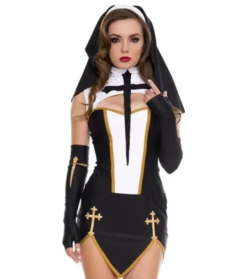 Damen Sexy Nonne Cosplay Kostüm Karneval Halloween Fantasie Kostüm