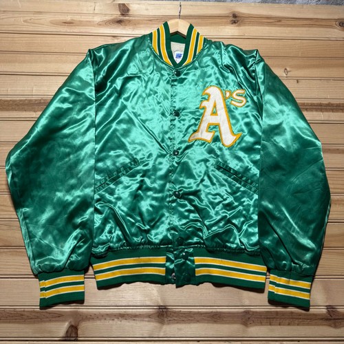 Vintage 80s 90s Oakland Athletics Satin Bomber Baseball Jacket USA Made - Medium - Bild 1 von 11
