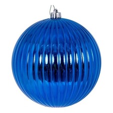 Vickerman 8" Traditional Plastic Ball Ornament in Blue Shiny Set of 4 