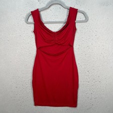 Asos Design Womens 4 Red Sleeveless Ruched Cut-Out Bodycon Mini Dress