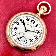 Vintage 1921 Illinois 16s/21j Model 9 Grade 14k GF Bunn Pocket Watch Serviced