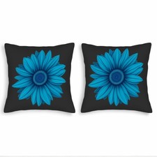 Set of 2 18x18in Throw Pillow Covers - Vibrant Blue Flower Design