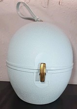 Vintage wig/hat travel case hard plastic 1960s Baby Blue