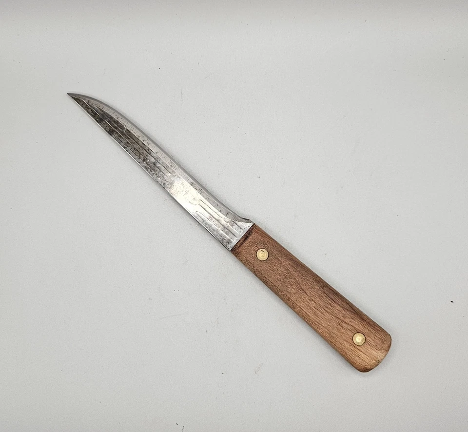 Cuchillo de colección antiguo Hickory Tru Edge Ontario deshuesado utilitario hoja de 6” hecho en EE. UU. Foto 3 de 4