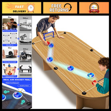 Rechargeable Indoor Air Hockey Table Game - Adjustable Size, 2-4 Players, LED Pu