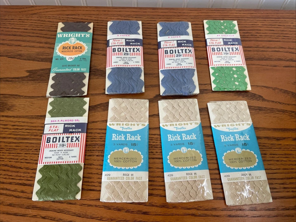 Lote Mixto De 38 Artículos De Costura De Colección Wrights Boilex Rick Rack Sesgo Cinta Costura Foto 2 de 4