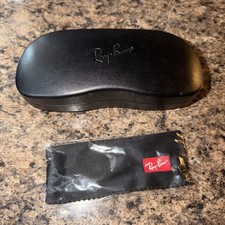RAY BAN Eyeglasses Sunglasses Case ONLY Black Hard Shell w/ Lens Wipe READ 