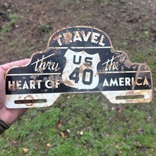 Travel US 40 Highway Heard of America Metal License Plate Topper