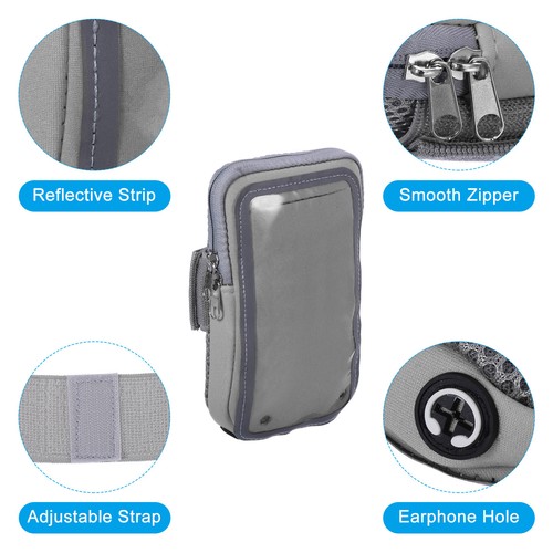 Phone Arm Bands for Running, Running Phone Holder Armband Cell Phone Holder Gray - Zdjęcie 3 z 5