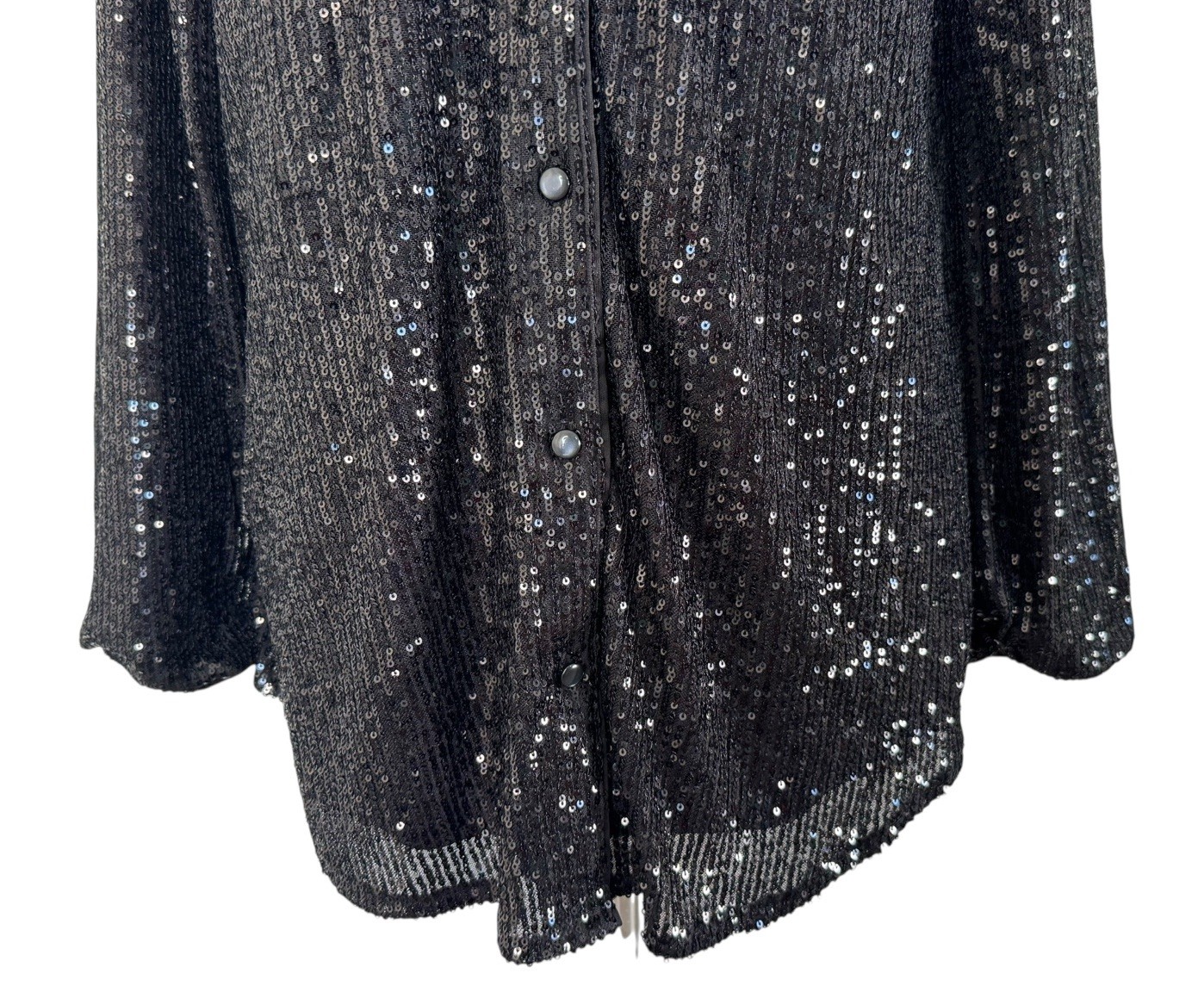GUESS Sequin Button Up Collared Boyfriend Holiday… - image 5