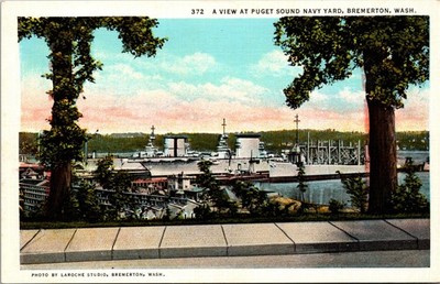 Puget Sound Naval Shipyard Bremerton Washington WA UNP LInen Postcard XF13