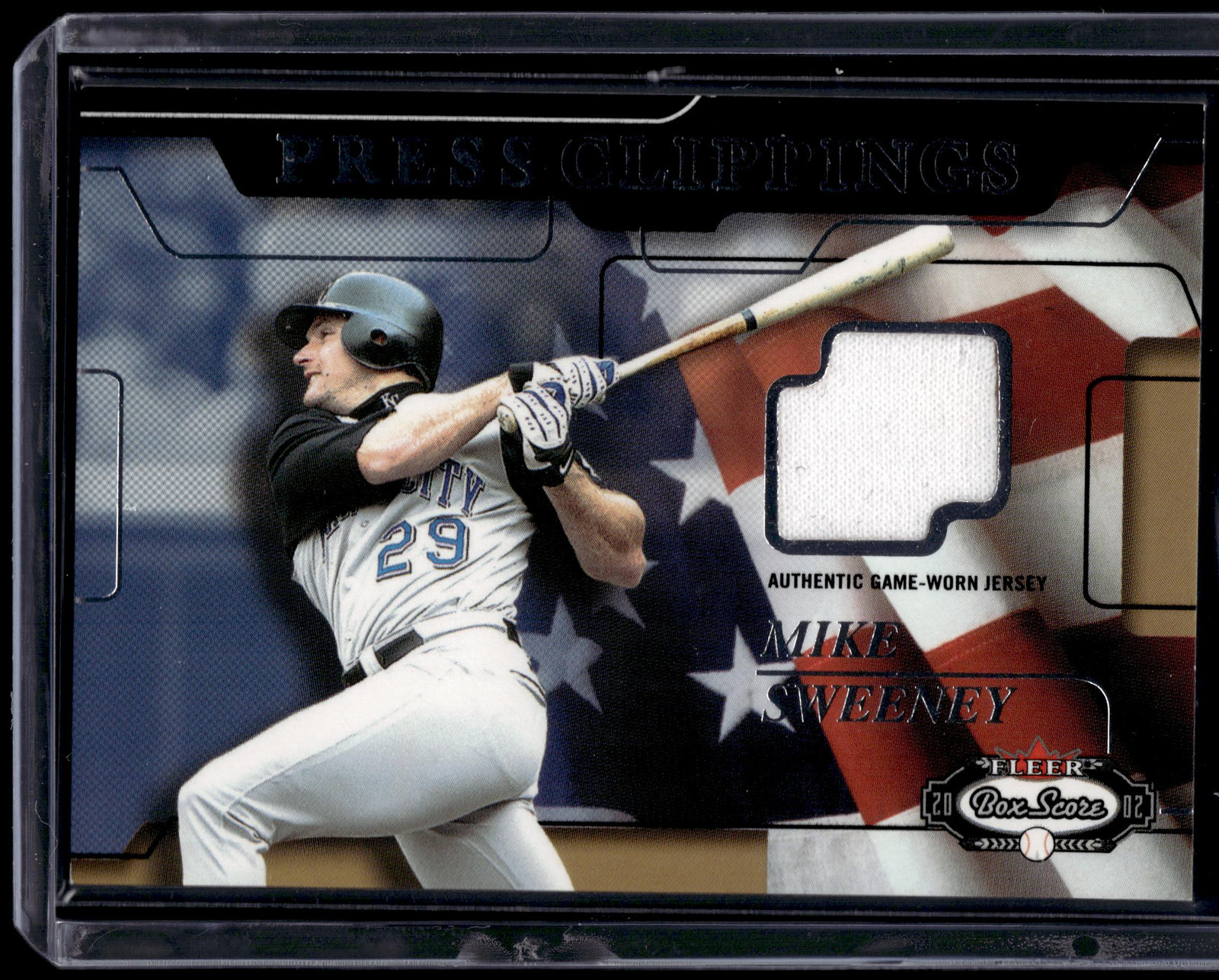 2002 Fleer Box Score #NNO Mike Sweeney Press Clippings Jersey