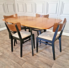 Vintage Table & Chairs G Plan Tola & Black Drop Leaf Dining - Retro Mid Century