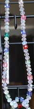 Handmade Bead Necklace 32" and Bracelet 8" Clear Multicolor Square Crystals Set