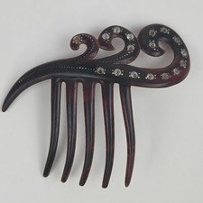 Vintage Ornate Tortoiseshell Style Hair Comb Rhinestone Art Deco Hair Accessory