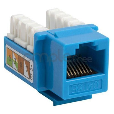 Cat5E Punch Down Keystone Jack RJ45 CAT5 Blue NEW