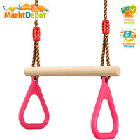 Multifunktions Kinderholz Trapeze Schaukel Mit Turnringen Belastbar Bis 160Kg