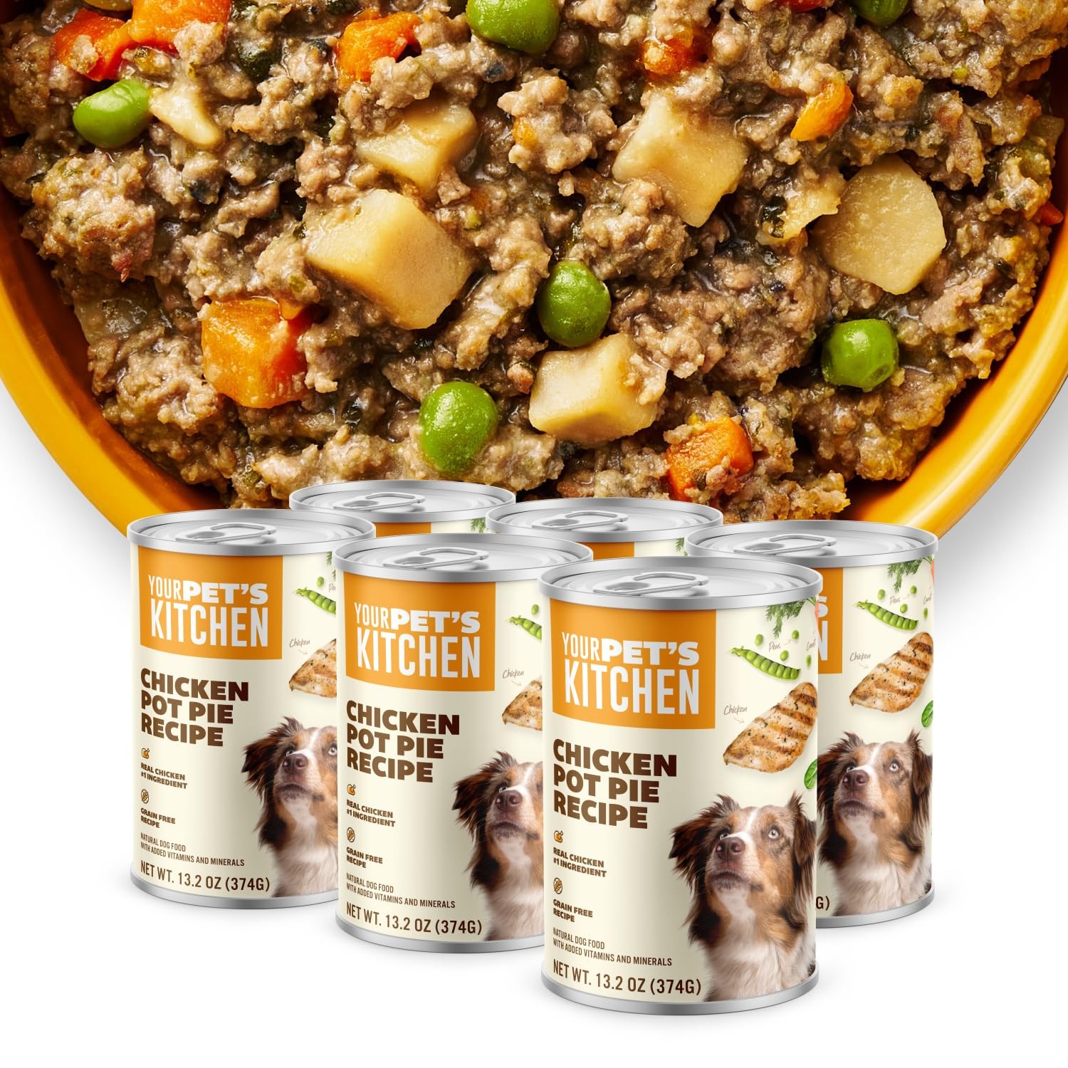 Wet Dog Food, Chicken Pot Pie Recipe - 13.2 oz Cans (Pack of