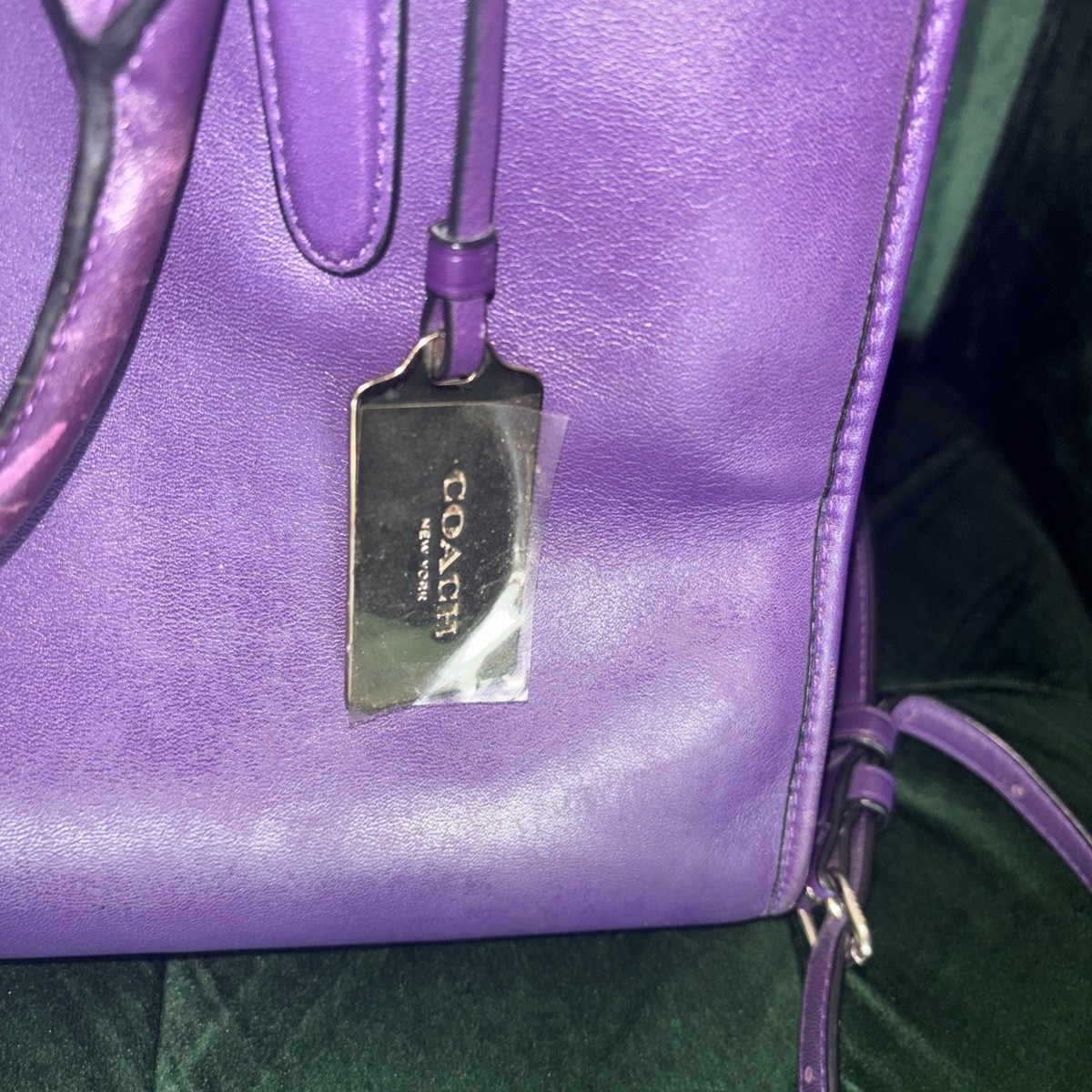 COACH Crosby Carryall Double Zip Tote Bag Purple Leather H1481