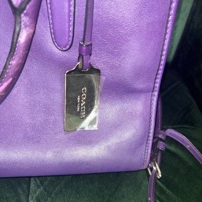 COACH Crosby Carryall Double Zip Tote Bag Purple Leather H1481