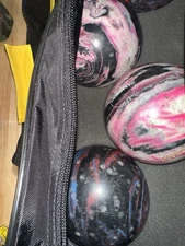 Epco Paramount Candlepin Bowling Balls 4ct With Case Swirl Marble Pattern