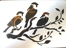 Birds on a Tree Branch- Stencil For Painting Country Rustic Wood Craft Signs Art