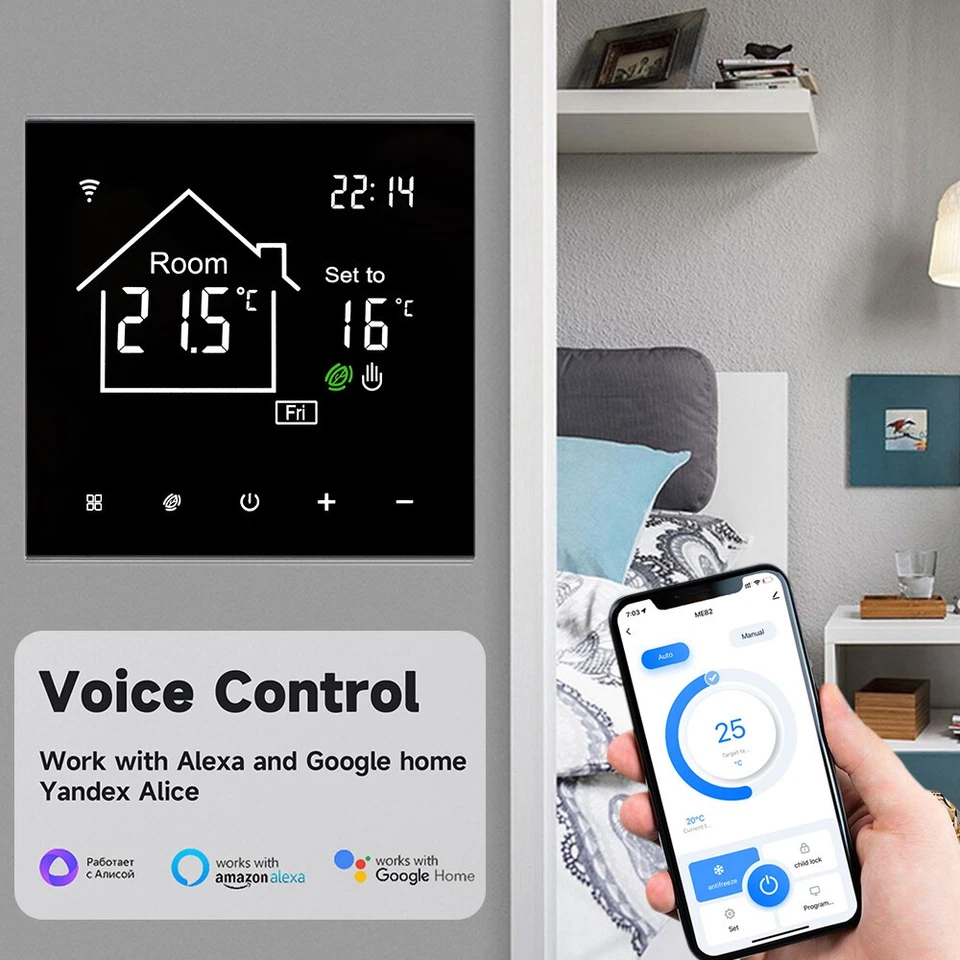 Digital WiFi Thermostat LCD WLAN Touch Display Raumthermostat Fußbodenheizung DE - Bild 2 von 4