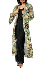 Attitudes by Renee Women's Pleated Triple Mesh Duster IslandJungle