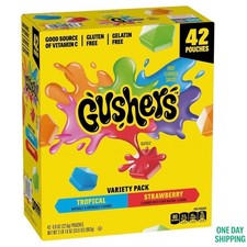 Gushers Fruit Snacks Strawberry Tropical Variety Pack 42 Pouches 0.8 oz