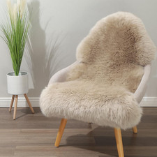 Genuine Australian Sheepskin Rug 2x3 Ft Cream Gray Natural Lambskin Fur Pelt NEW