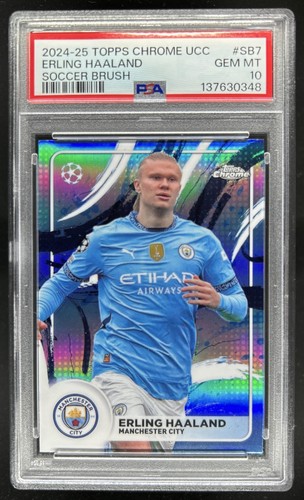 2024-25 Topps Chrome UEFA Erling Haaland Soccer Brush #SB-7 Man City PSA 10